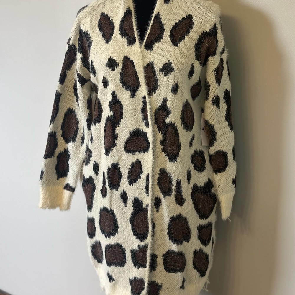Umgee Cream and Brown Leopard Print Cardigan